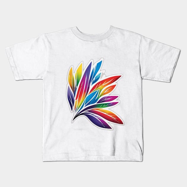 Vibrant Spectrum Feather Design No. 451 Kids T-Shirt by cornelliusy